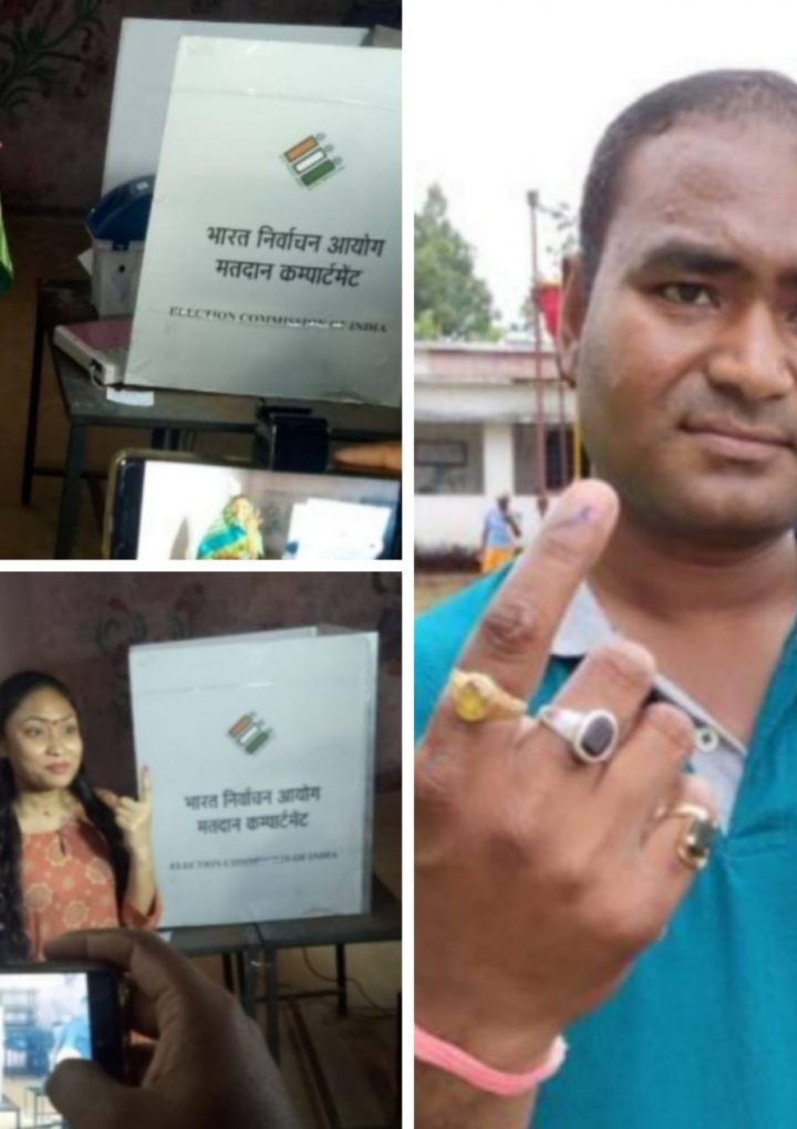 कांग्रेस प्रत्याशी देवती कर्मा ने परिवार सहित किया मतदान