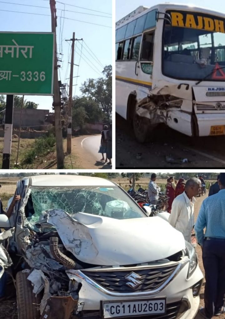 लापरवाह बस चालक ने ठोंकी खंड चिकित्साधिकारी की कार