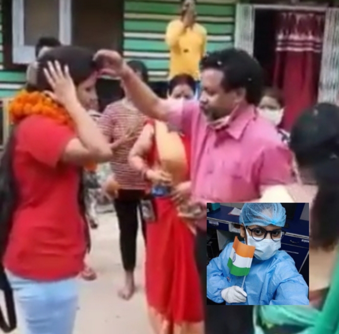 कोरोना मरीज सेविका का हुआ भव्य स्वागत
