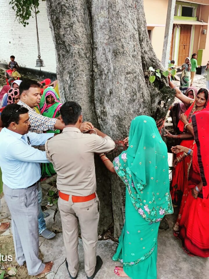 पर्यावरण सैनिकों ने पेड़ों को बांधी राखी